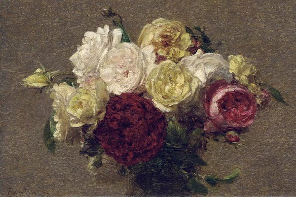 Tan: Bouquet of Roses, 1879  by Ignace Henri Jean Theodore Fantin-Latour