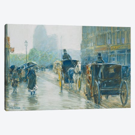 Horse Drawn Cabs, New York, 1891  Canvas Print #BMN5381} by Childe Hassam Canvas Wall Art