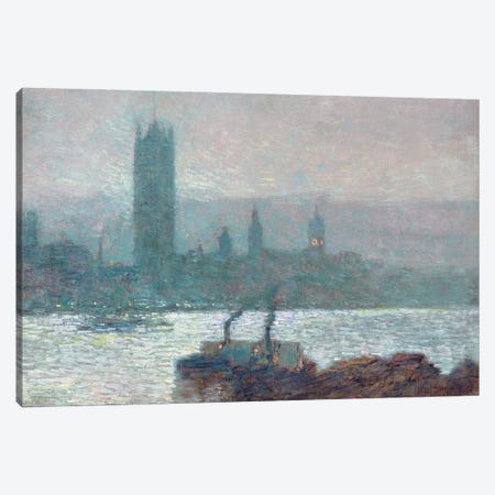 Houses of Parliament, Early Evening, 1898  Canvas Print #BMN5383} by Childe Hassam Canvas Artwork