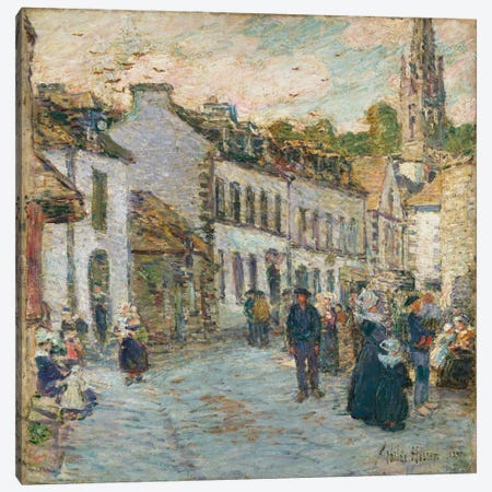 Street in Pont Aven - Evening, 1897  Canvas Print #BMN5384} by Childe Hassam Canvas Print