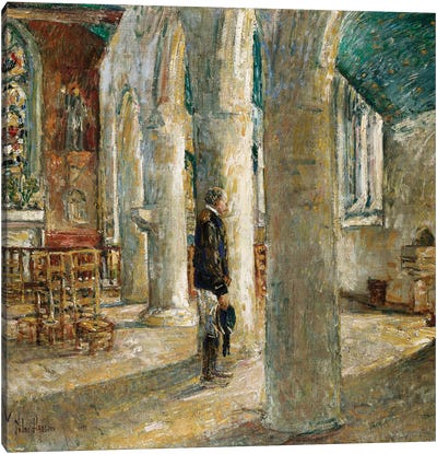 Church Interior, Brittany, 1897  Canvas Art Print - Childe Hassam