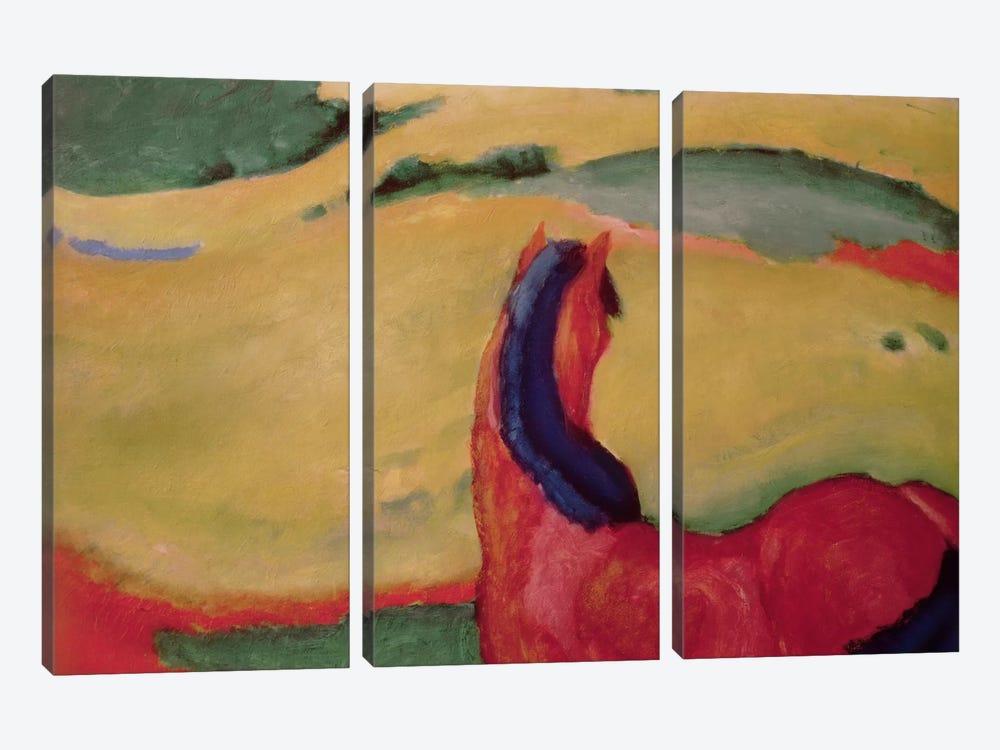 Horse in a landscape, 1910  by Franz Marc 3-piece Canvas Print
