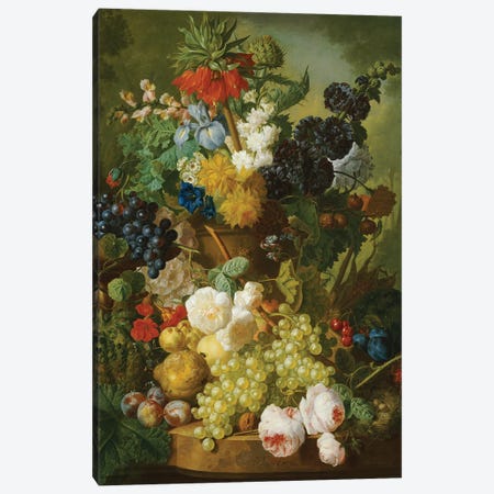 Still life of flowers and fruit  Canvas Print #BMN5402} by Jan van Os Art Print