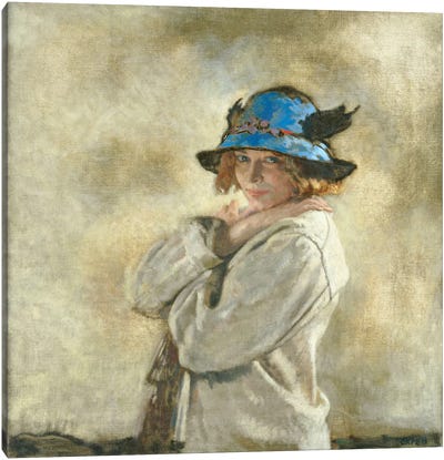 The Blue Hat  Canvas Art Print