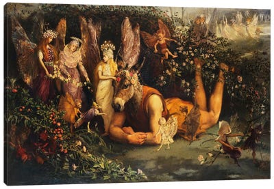 Titania and Bottom, from A Midsummer Night's Dream  Canvas Art Print - Mythological Figures