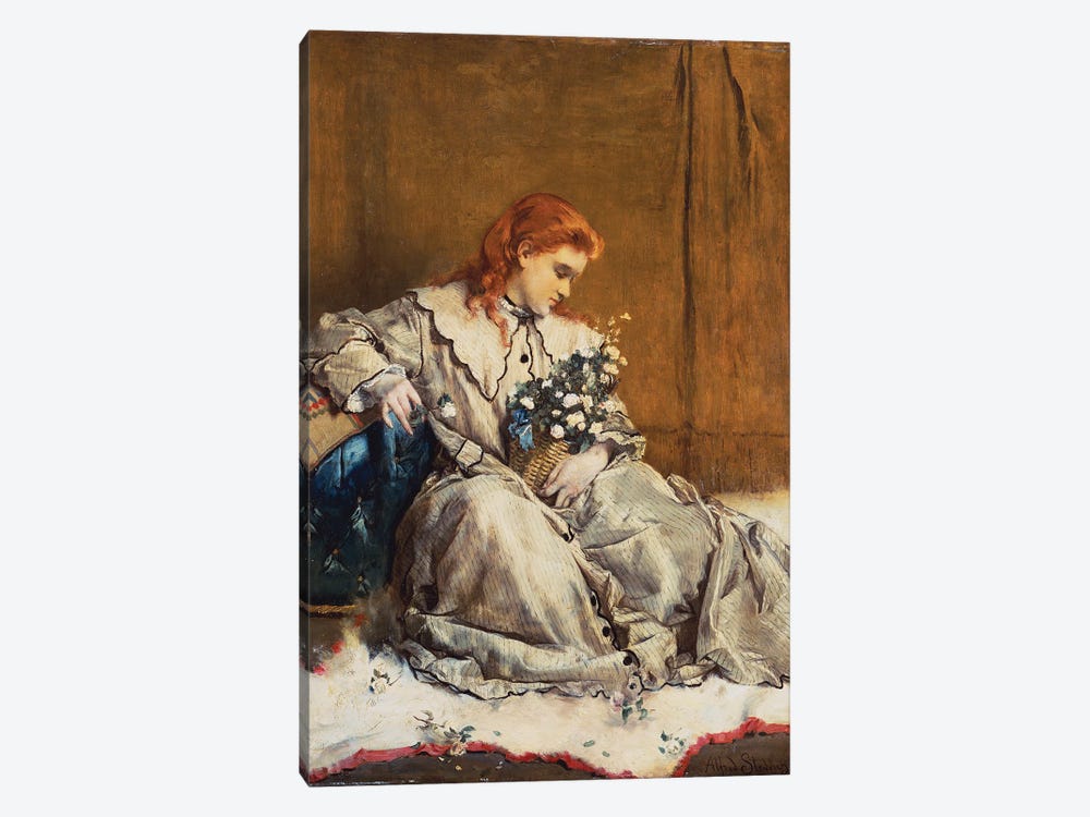 Daydream, Young Red-Headed Girl with Blue Ottoman  1-piece Canvas Wall Art