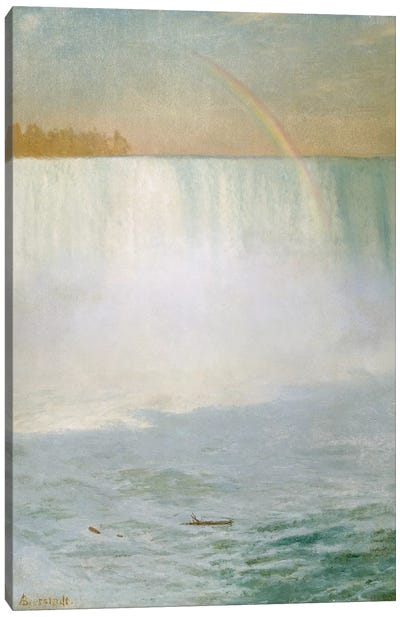 Waterfall and Rainbow, Niagara  Canvas Art Print - Albert Bierstadt