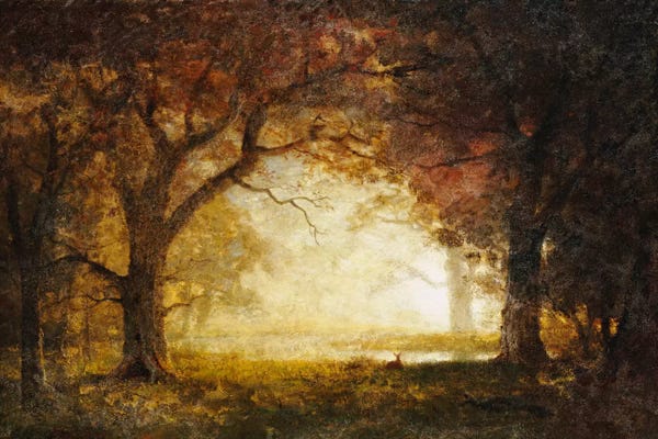 Albert Bierstadt: Forest Sunrise  by Albert Bierstadt