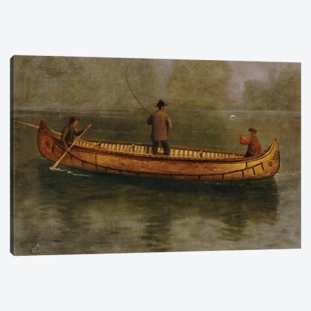 Fishing from a Canoe  Canvas Print #BMN5447} by Albert Bierstadt Canvas Art