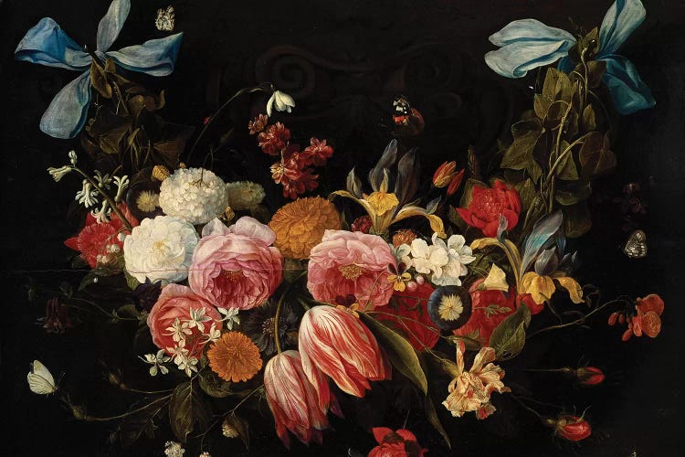A Swag of Roses, Tulips, Dahlias and other Flowers  by Jan van Kessel wall art
