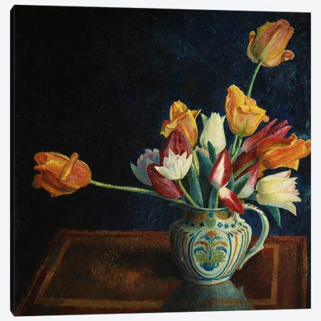 Tulips in a Staffordshire Jug  Canvas Print #BMN5468} by Dora Carrington Art Print