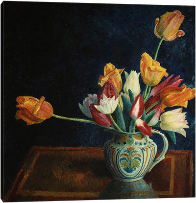 Tulips in a Staffordshire Jug  Canvas Art Print