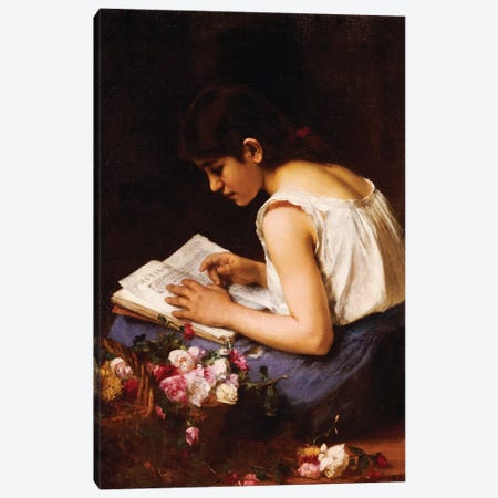 A Girl Reading  Canvas Print #BMN5479} by Alexei Alexevich Harlamoff Canvas Art
