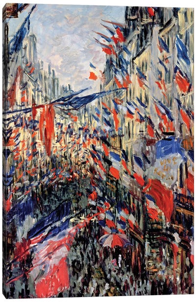 The Rue Saint-Denis, Celebration of June 30, 1878  Canvas Art Print - Claude Monet