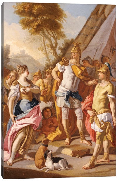 Sisygambis, the mother of Darius, mistaking Hephaestion for Alexander the Great  Canvas Art Print