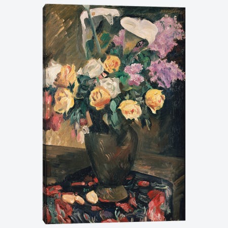 Roses, Lilac and Lilies, 1913  Canvas Print #BMN5490} by Lovis Corinth Canvas Wall Art