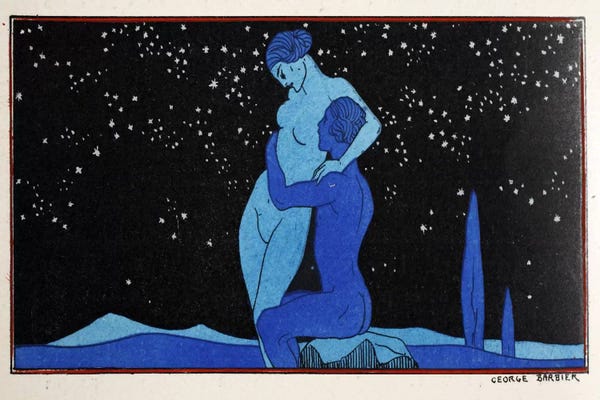 George Barbier: Evening (pochoir print) by George Barbier