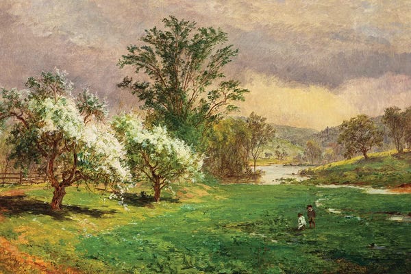 Romanticism: Apple Blossom Time, 1899  by Jasper Francis Cropsey