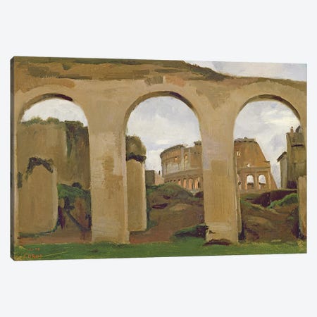 The Colosseum, seen through the Arcades of the Basilica of Constantine, 1825  Canvas Print #BMN550} by Jean-Baptiste-Camille Corot Canvas Artwork