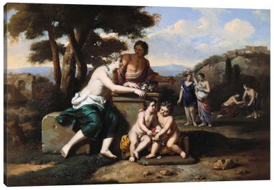 Nymphs gathering Flowers in a Landscape  Canvas Art Print