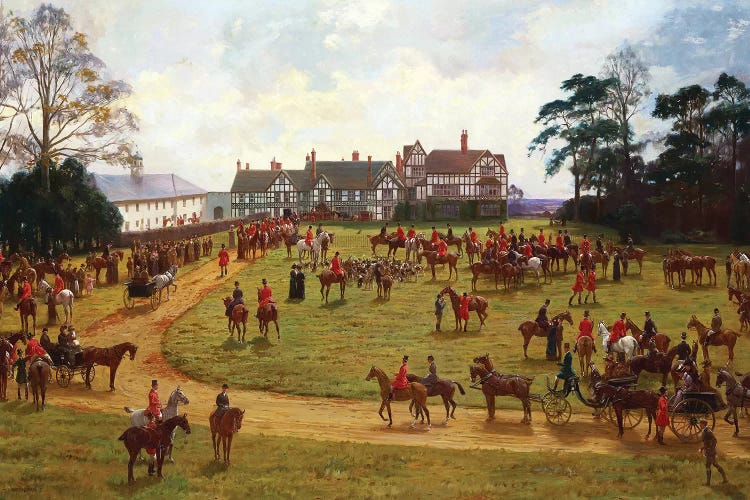 The Cheshire Hunt - the Meet at Calveley Hall  by George Goodwin Kilburne wall art