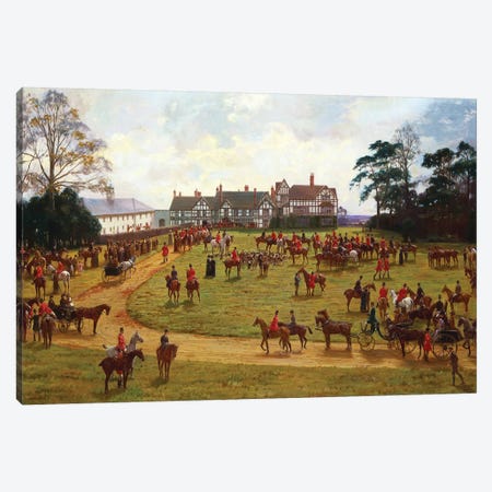 The Cheshire Hunt - the Meet at Calveley Hall  Canvas Print #BMN5515} by George Goodwin Kilburne Canvas Art