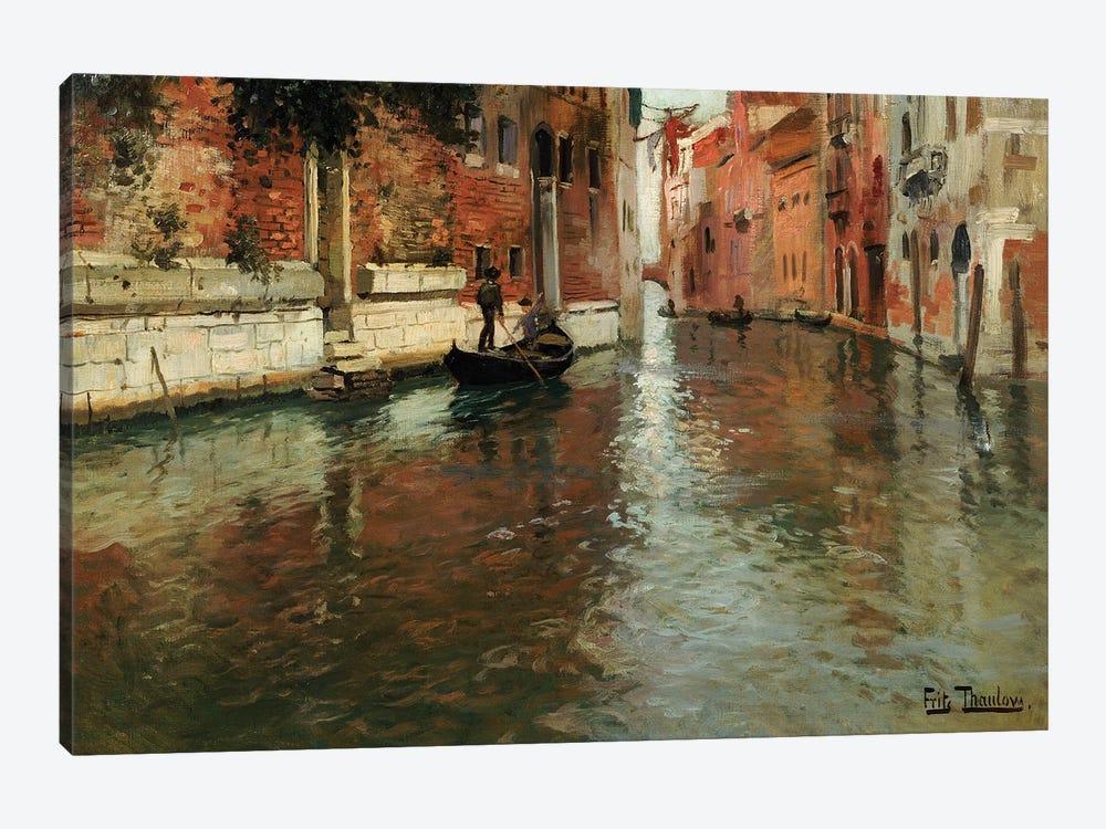 A Venetian Backwater  by Fritz Thaulow 1-piece Canvas Wall Art