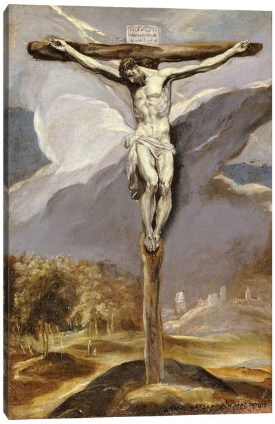 Christ On The Cross Canvas Art Print - Religious Figure Art