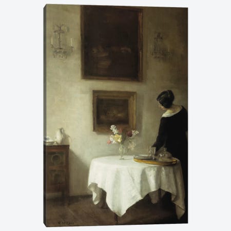 A Woman by a Dining Table  Canvas Print #BMN5543} by Carl Holsoe Canvas Wall Art
