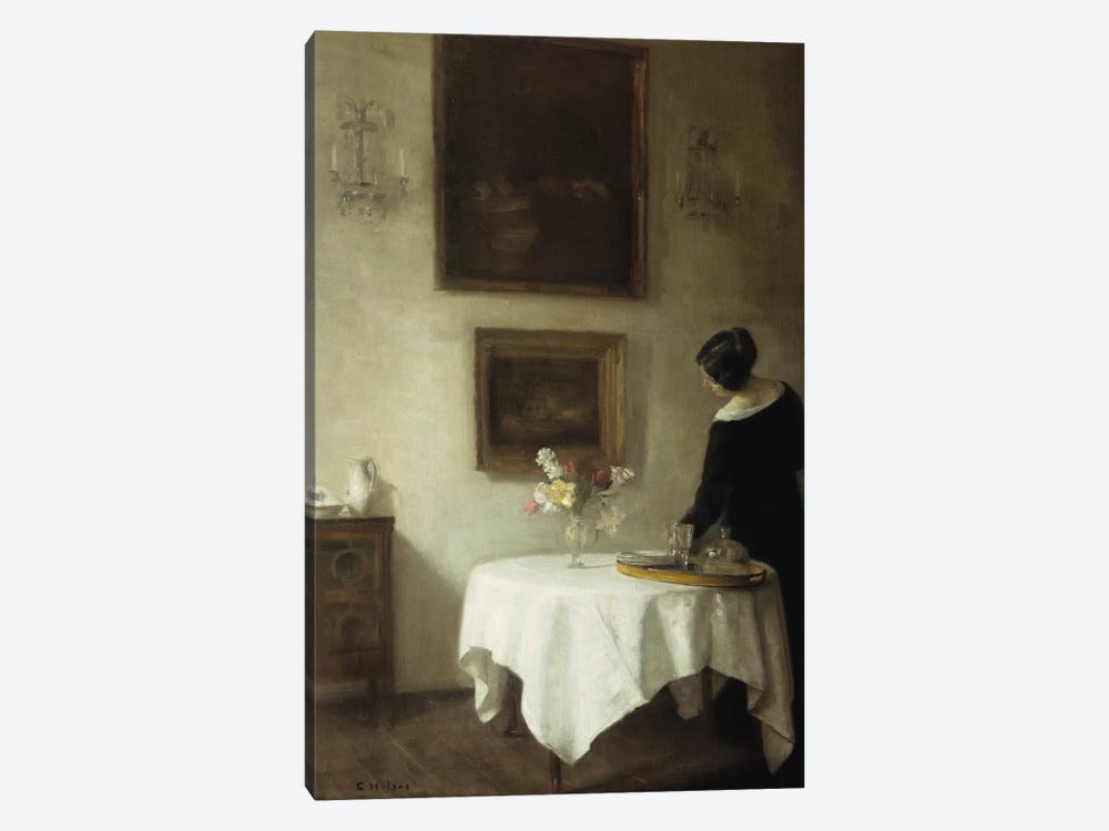 A Woman by a Dining Table  by Carl Holsoe 1-piece Canvas Art