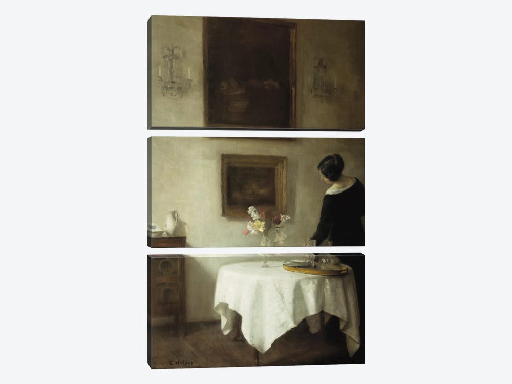 A Woman by a Dining Table  by Carl Holsoe 3-piece Canvas Wall Art