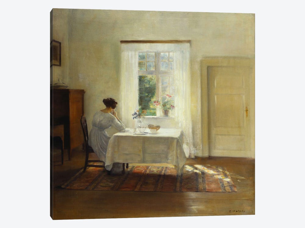 A Woman Seated at a Table by a Window  1-piece Canvas Art Print