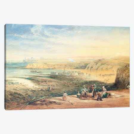 Cullercoats looking towards Tynemouth, Northumberland, with fisherfolk in the foreground, 1836  Canvas Print #BMN5552} by John Wilson Carmichael Canvas Art Print