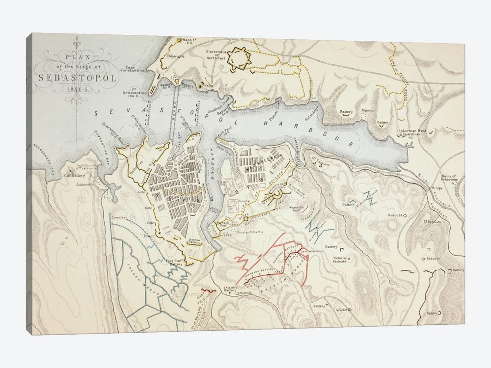 Plan of the Siege of Sebastopol, 1883  by English School 1-piece Canvas Art