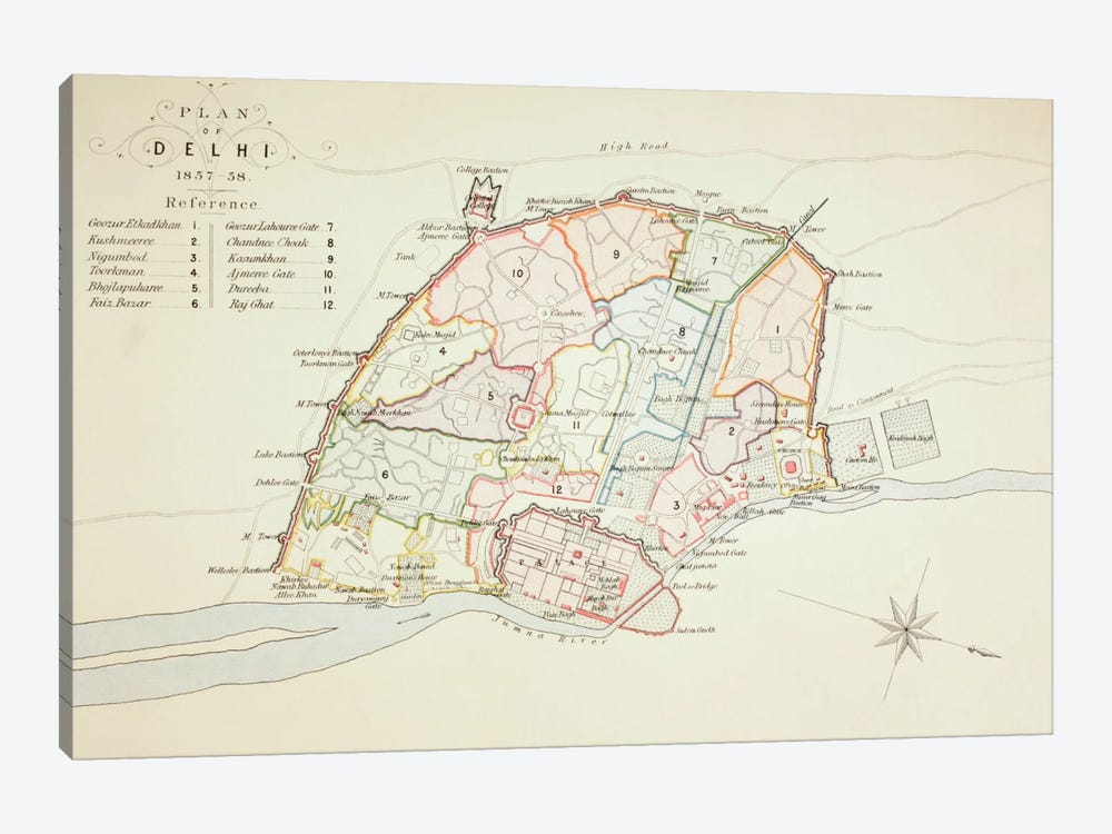 Plan of Delhi, 1883  by English School 1-piece Art Print