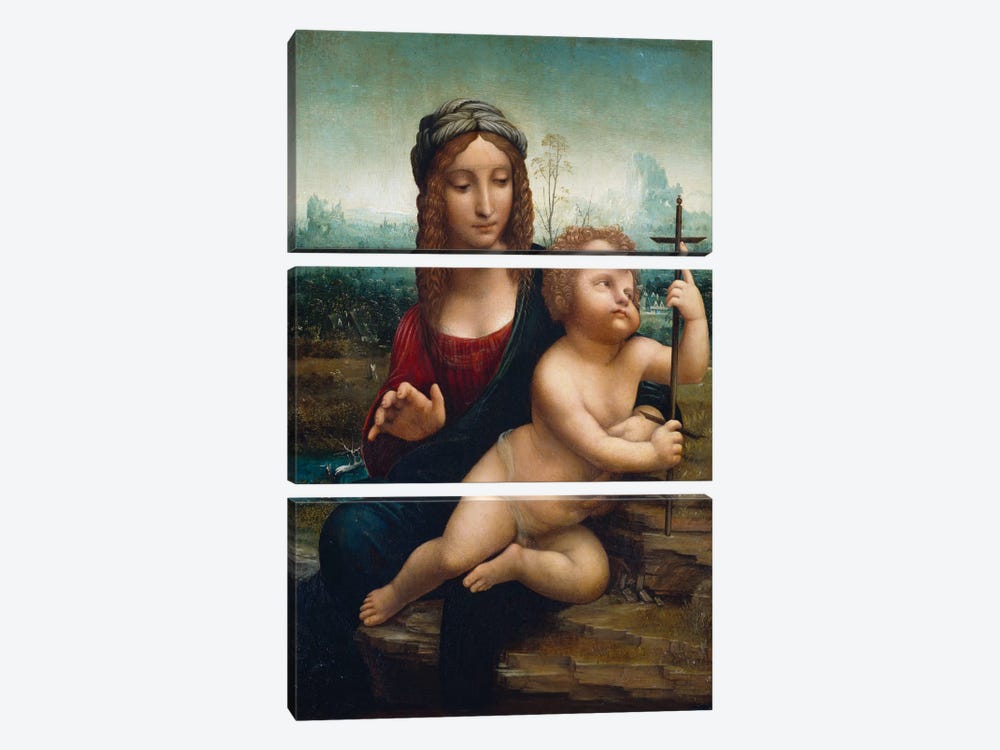The Madonna of the Yarnwinder  by Leonardo da Vinci 3-piece Canvas Print