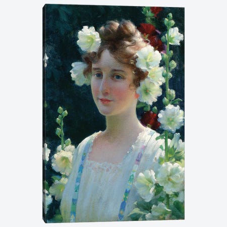 Among the Hollyhocks, 1904  Canvas Print #BMN5564} by Charles Courtney Curran Canvas Art Print