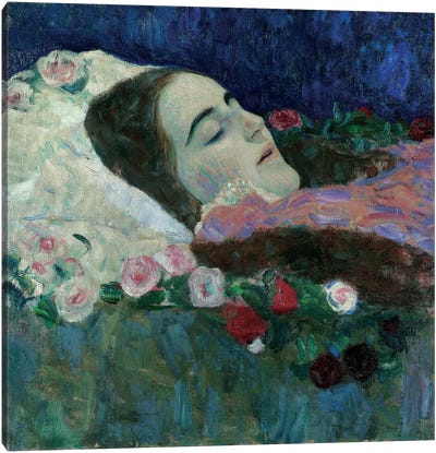 Ria Munk on her Deathbed, c.1910  Canvas Art Print - All Things Klimt