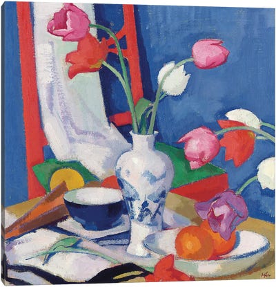 Red Chair and Tulips, c.1919  Canvas Art Print - Tulip Art