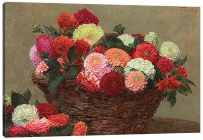 Basket of dahlias, 1893  Canvas Art Print