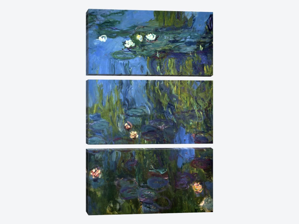 Nympheas, 1914-17  by Claude Monet 3-piece Canvas Print
