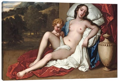 Portrait of a young woman and child, as Venus and Cupid  Canvas Art Print