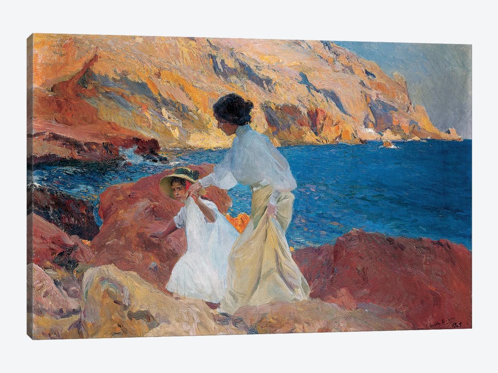 Clotilde and Elena on the Rocks, Javea, 1905  by Joaquin Sorolla y Bastida 1-piece Canvas Artwork