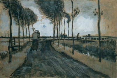 Landscape Style Van Gogh Watercolor Road Stock Photo 95805718