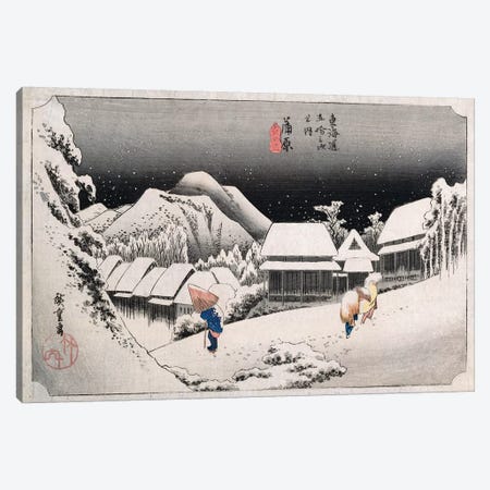 Night Snow, Kambara, c.1834-35 (Private Collection) Canvas Print #BMN5616} by Utagawa Hiroshige Art Print