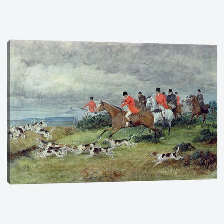 Fox Hunting in Surrey, 19th century  Canvas Print #BMN561} by Randolph Caldecott Canvas Art Print