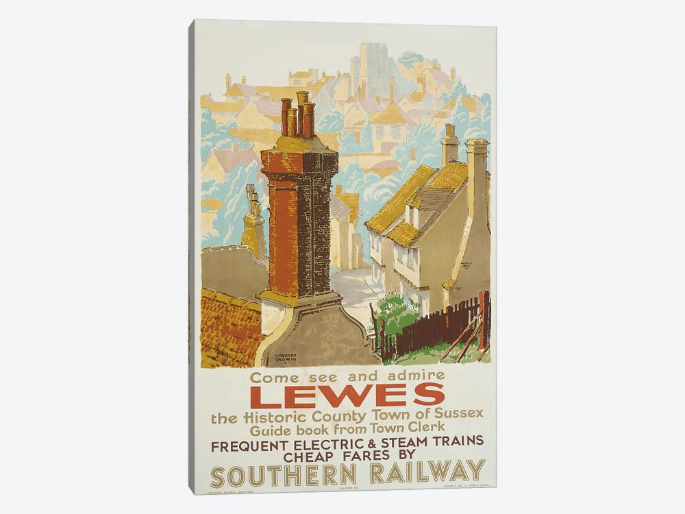 Lewes, poster advertising Southern Railway  by Gregory Brown 1-piece Canvas Wall Art