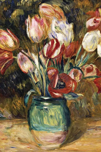 Pottery Still Life: Vase of flowers, 1888-89  by Pierre-Auguste Renoir