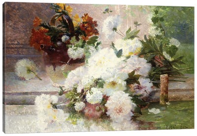 A Still Life with Autumn Flowers  Canvas Art Print