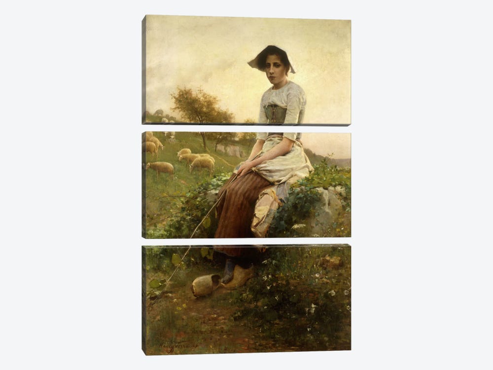 The Shepherdess  by Henry Paul Perrault 3-piece Canvas Art